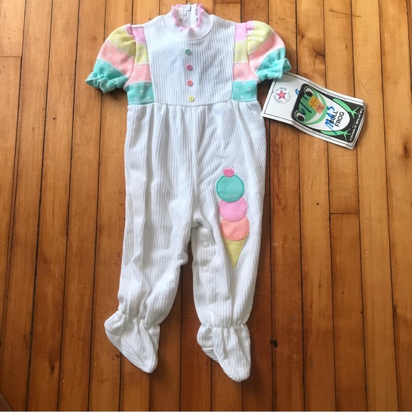 Vintage Bull Frog Knits Ice Cream Footie Size 6-9 Months - Picture 1 of 9